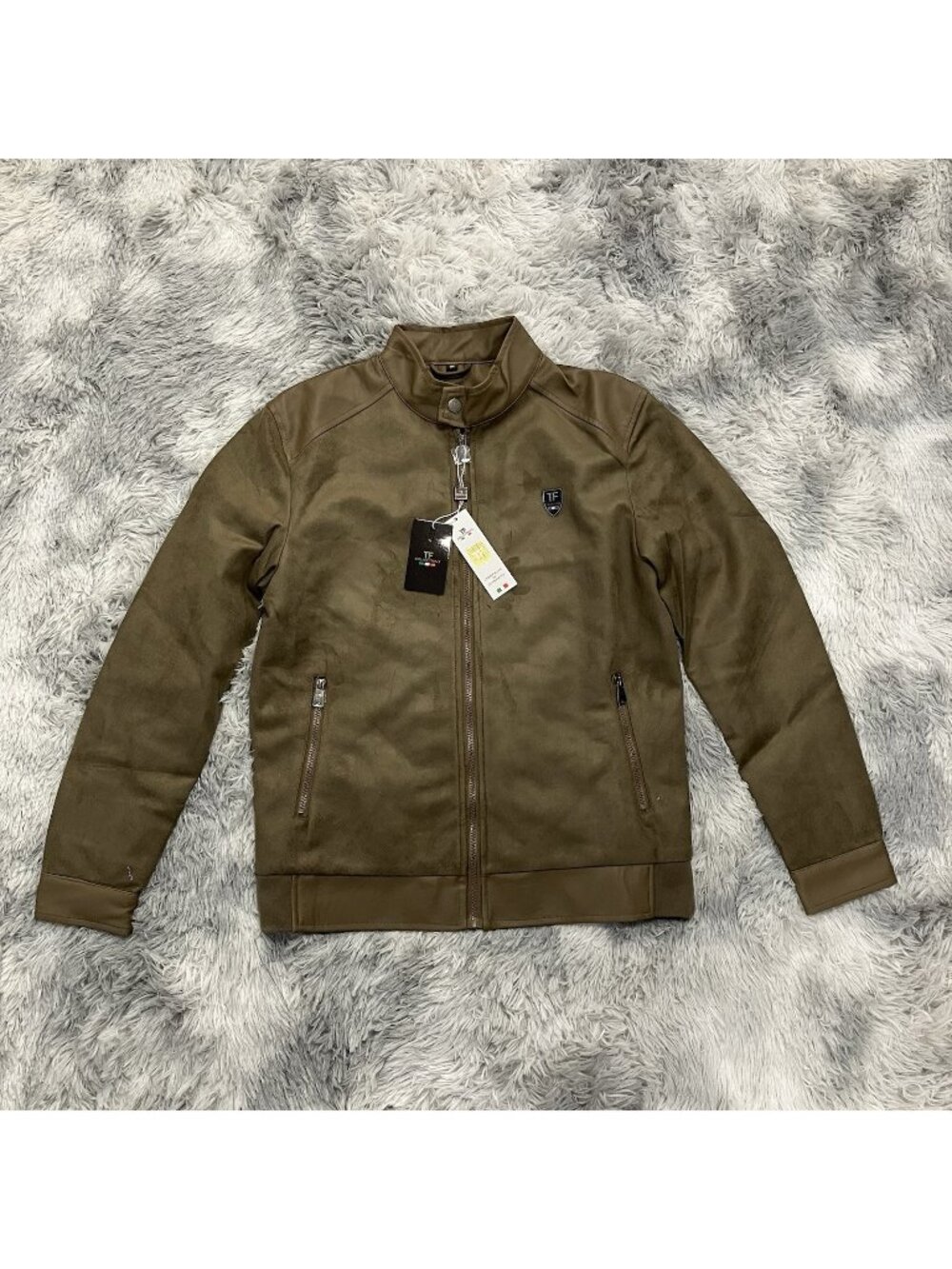TF Collections Brown Suede Bomber Jacket Men’s M NWT 21.5” Chest